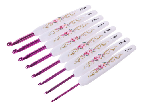 (l) Ganchos De Ganchillo Florales De Aluminio Con Mango De P