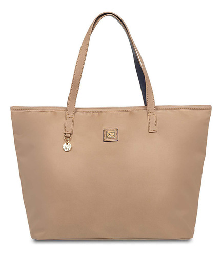 Bolsa Tote Cloe Para Mujer Grande Textil Colgante Color Oro Color Marrón claro