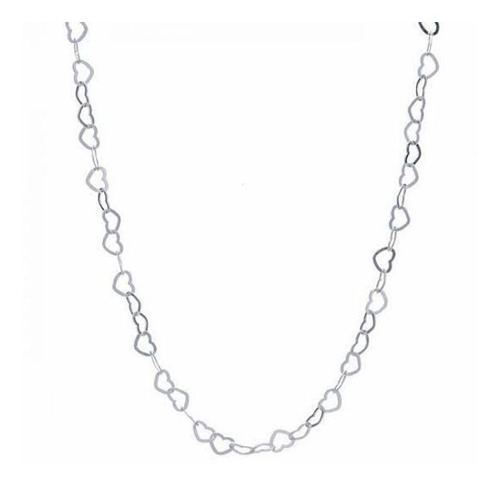 Corrente Colar Choker Coração Vazado Prata 925 45 Cm Joia