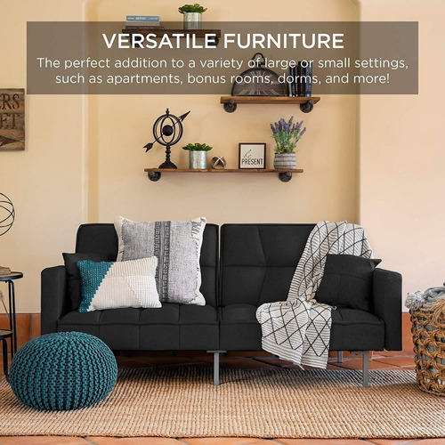 Sofa Convertible A Cama Color Negro Marca Best Choice Pr