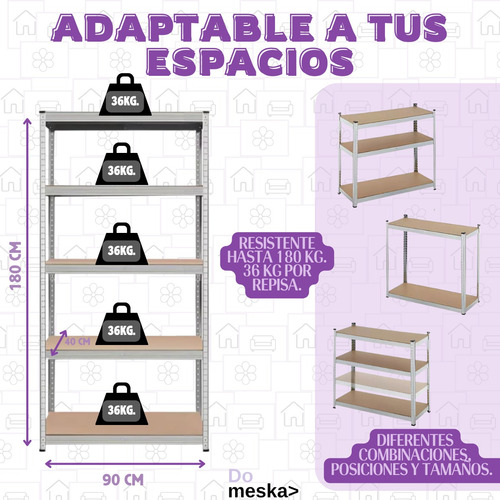 Estante Con Repisas 5 Niveles Multiusos Práctico Inmatmex