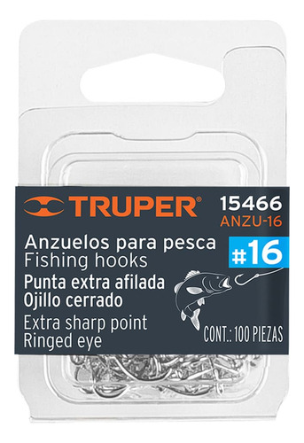 Anzuelo Para Pesca No. 16 Truper 15466 10 Pzs