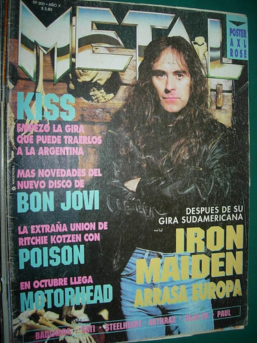 Revista Metal 202 Iron Maiden Kiss Bon Jovi Poison Motorhead