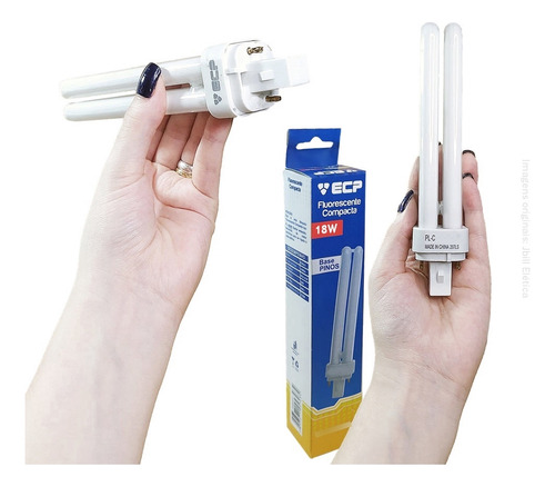 Lâmpada Compacta Fluor Pl 2 Pinos 18w Quente 2700k G24d-2 Luz Branco Quente 110v/220v