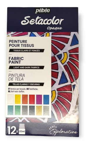 Imagen 1 de 5 de Set 12 Pinturas Para Tela Setacolor 20ml Pebeo