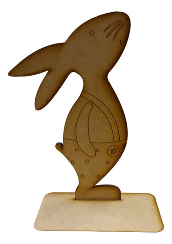 Figura Madera Mdf Conejo Papá Pascua 20 Cm Altura