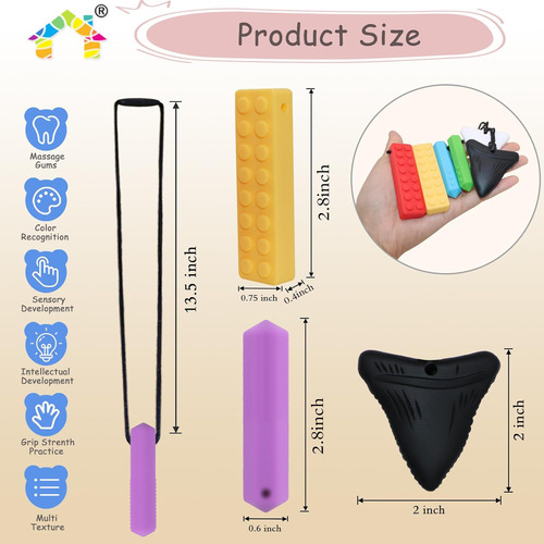 6pcs Collar Masticador Sensorial Palo Dentición Para Bebés