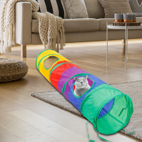 Túnel Arcoíris Para Gatos Juguetes Para Gatos Plegables En D