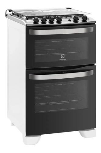 Imagen 2 de 5 de Cocina Electrolux 56DBQ a gas/eléctrica 4 hornallas inox y blanca 220V puerta con visor 108.5L con horno doble