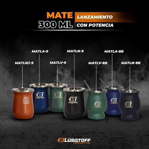 Imagen 4 de 6 de Mate De Acero Inoxidable 300 Ml Lusqtoff Negro Con Bombilla