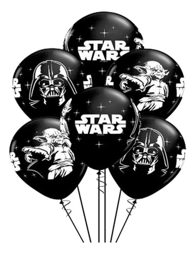 Set De 12 Globos Látex Star Wars Fiestas Y Cumpleaños