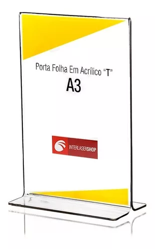 Display em Acrílico Tipo L A3 (42x30cm) - Acrílico Store