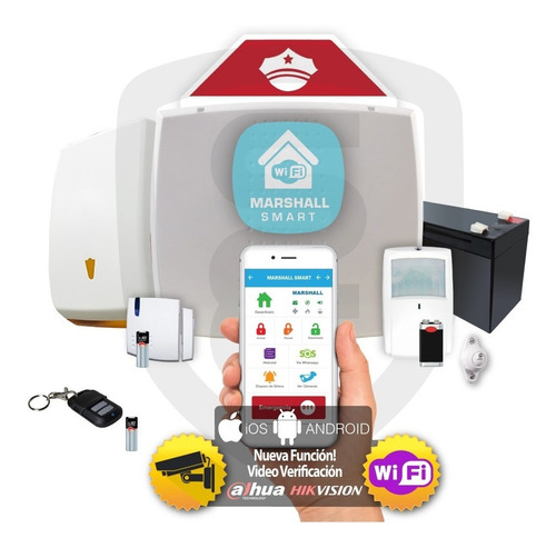 Kit Alarma Inalámbrica Marshall 3 Ip Wifi Aplicación Celular Marshall Smart Domiciliaria Hogar Casa Comercio