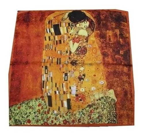 Imagen 1 de 5 de Pañoleta Mascada Arte Diseño El Beso Gustav Klimt