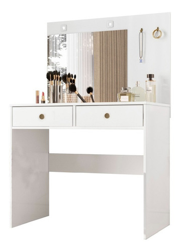 Tocador Ideal Moval para vestidor con espejo LED, 2 cajones, color blanco