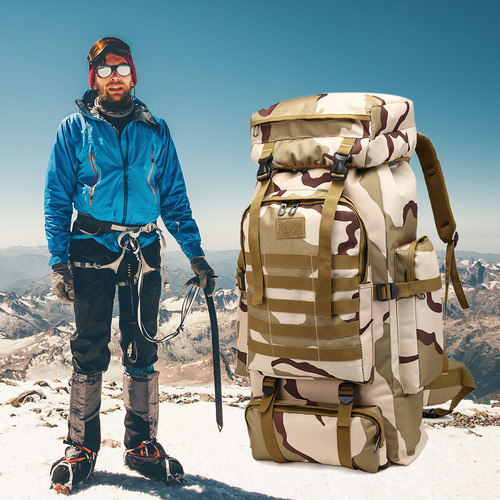 Mochila De 80 Litros, Bolsa Para Acampar Al Aire Libre Color Plateau Camouflage Diseño De La Tela Liso