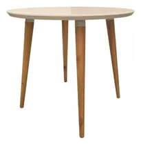 Comprar Mesa De Madeira Veneza Com Tampo De Vidro Off White 050.377 Cor Bege Cor da tampa Bege Cor dos pés Marrom