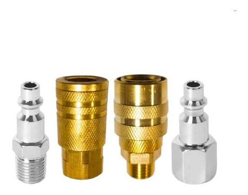 Jgo De 2 Conectores Y 2 Coples P/compresor De Aire 1/4'' Npt