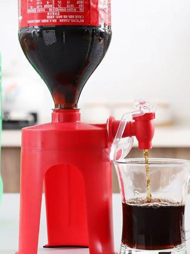 Suporte Com Torneira Dispenser Para Garrafa De Refrigerante Cor Vermelho