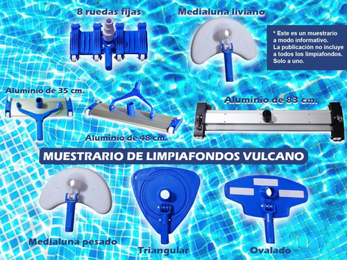 Imagen 2 de 6 de Limpiafondo Barrefondo Vulcano Aluminio 35cm Pileta Piscina
