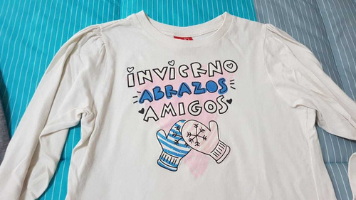 Remera Manga Larga P/nena Cruda Talle 11-12 Años, Grisino !!