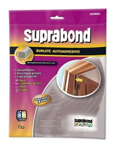 Burlete Suprabond Goma Espuma Normal Gris 5 Metros