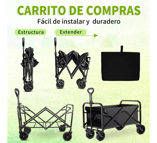 Carrito Vagón Plegable Portátil Multiusos Resistente Cámping