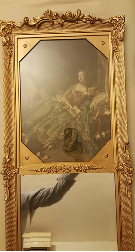 Cuadro Luis Xv Dúo Retrato Madame Pompadour Espejo Biselado