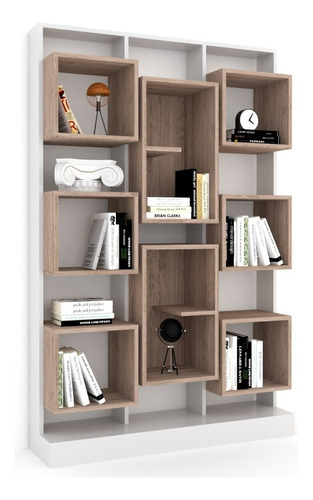 Mueble Biblioteca Organizador Living Rack Moderna Living Color Marrón Claro