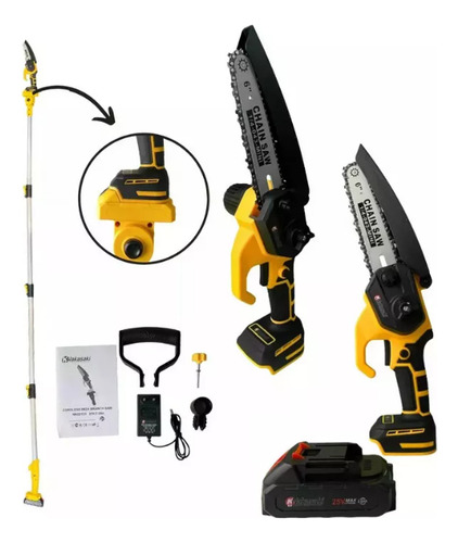 Mini Motosserra A Baterias 30v Com Cabo Extensor Adaptativo