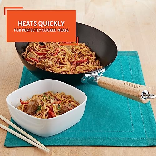 Imusa Usa Imu-wok Antiadherente Con Mango De Madera De 11 Pu
