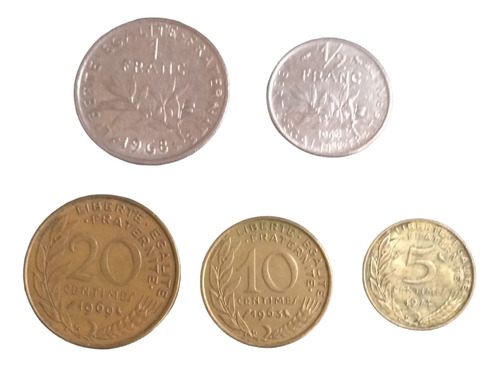 Monedas Francia De 1 Franco A 5 Centimos 5 Piezas Envio $55