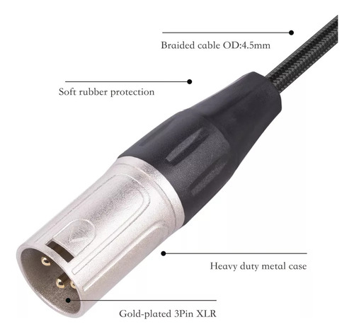 Adaptador De 2 Cables De 6,35 Mm Hembra A Cable Xlr Macho Tr