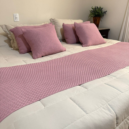 Kit Peseira Manta Cama King Xale 260x60 + 2 Capas Links Cor Rosê / Capas 60x40cm