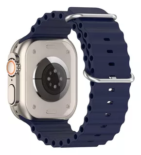 Pulseira Ondas Para Apple Watch Ultra 49mm E 45mm 44mm 42mm Cor Azul