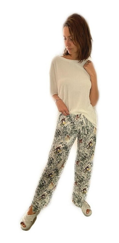 Imagen 1 de 6 de Conjunto Pijama Joelle Blanco Saten Estampado Elegante Jelue