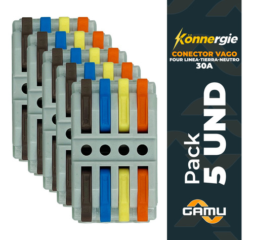 Conector Vago - Four Linea-tierra-neutro Konnergie - Pack 5