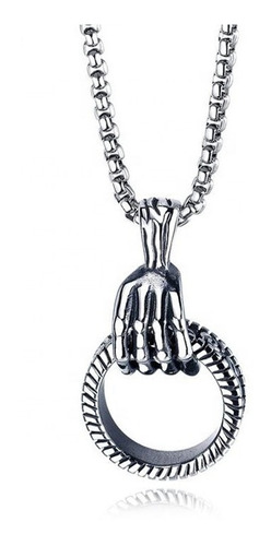Imagen 1 de 6 de Collar Dije Punk Skull Skeleton Hand Acero Inoxidable Moda
