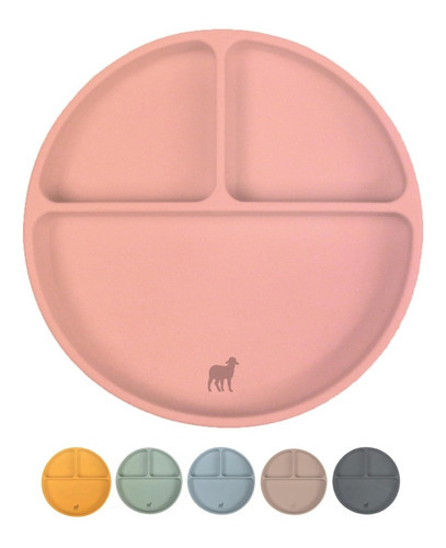 Nap-plato De Silicón Adherible Con Divisiones Y Succión/bebe Color Palo rosa