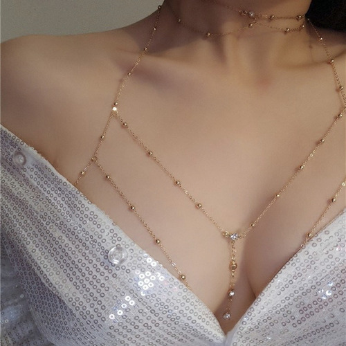 Conjunto De Cadena Cuerpo Arnés Collar Gargantilla Cristales