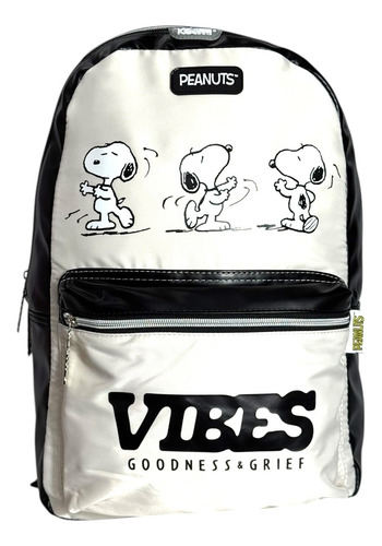 Mochila Snoopy Peanuts Original Keepack Juvenil Blanco Lisa