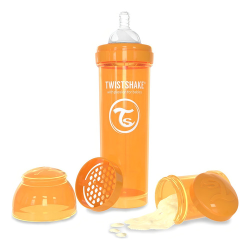 Biberón Twistshake de 330 ml para bebés de más de 4 meses, color naranja neón liso