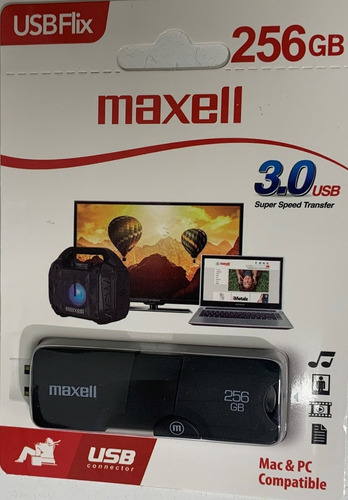 Pen Drive Maxell 256gb Flix Retractil 256 Gb Usb 3.0 Color Negro