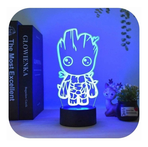 Lámpara 3d Led  Avengers Baby Groot Con 7 Colores