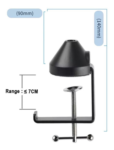 Imagen 3 de 9 de Clamp Morsa Para Brazo De Microfono - Abre 7 Cm Unico Elefir