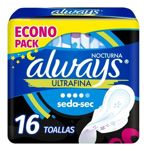 Always Toallas Higiénicas Nocturna Ultrafina Larga 16 Un