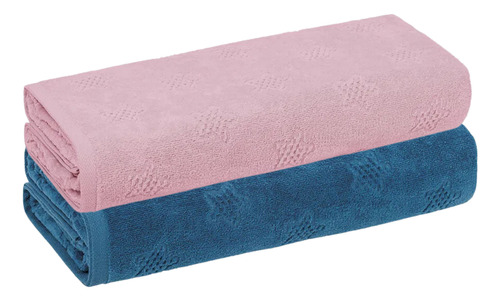 Jogo Kit 2 Toalhas Banho Infantil Karsten Estelar Azul Rosa
