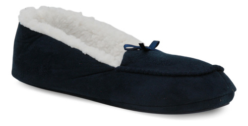 Pantufla Azul Marino Mujer Andrea Mocasín Borrega Comoda