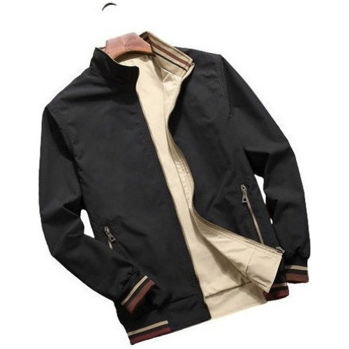 Chaqueta Juvenil Informal Con Cuello Alto Reversible