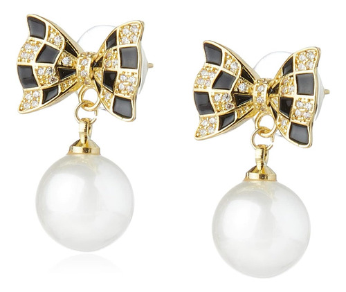 Elegante Bolígrafo Zovie Pearl Bow Studs De Plata De Ley 925